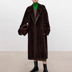 CHICJOC Vintage-Style Multi-Wear Collar Long Coat size 36